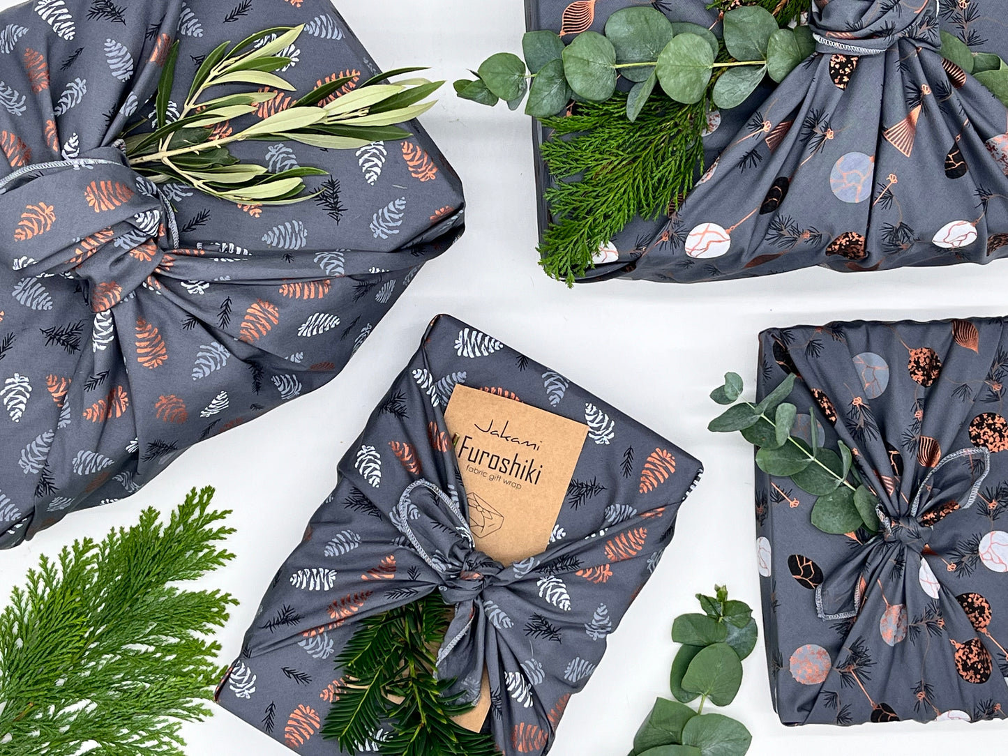 Furoshiki | Grau Kupfer