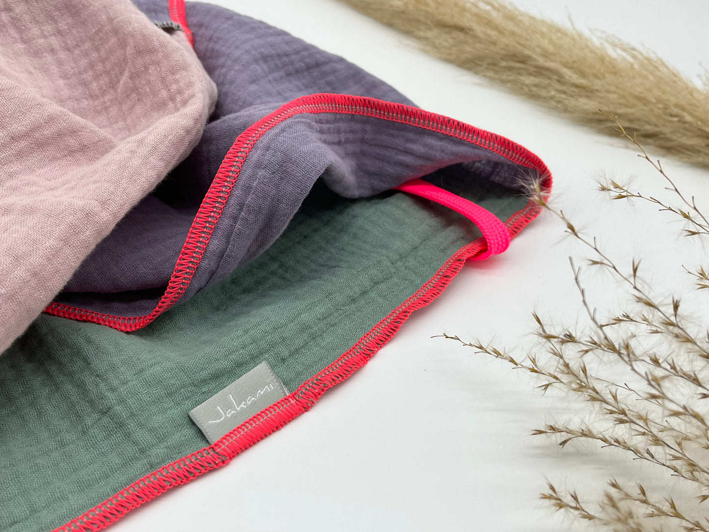 XXL Kinder | Damen Musselintuch Neon Pink | Bio Baumwolle (Flieder|Mint|Altrosa)