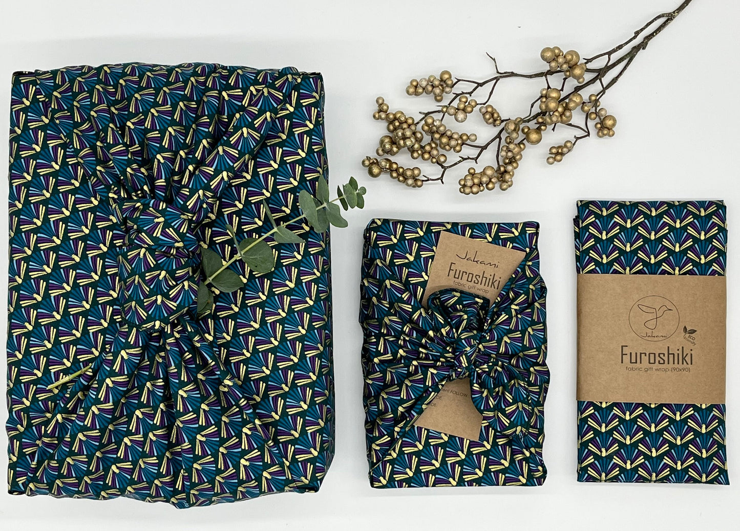 Furoshiki | Geometrisch Gold - Geschenkverpackung aus Stoff Made in Deutschland