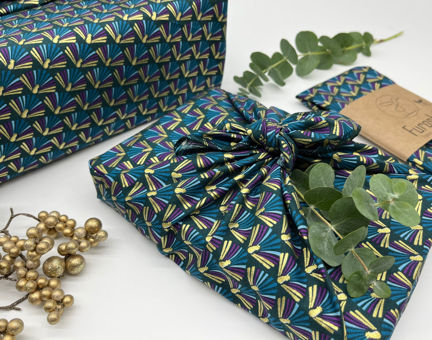 Furoshiki | Geometrisch Gold - Geschenkverpackung aus Stoff Made in Deutschland