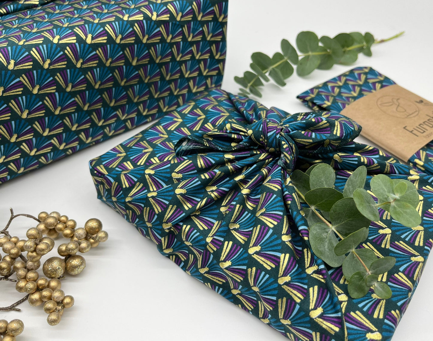 Furoshiki | Weihnachten Gold - Geschenkverpackung aus Stoff Made in Deutschland