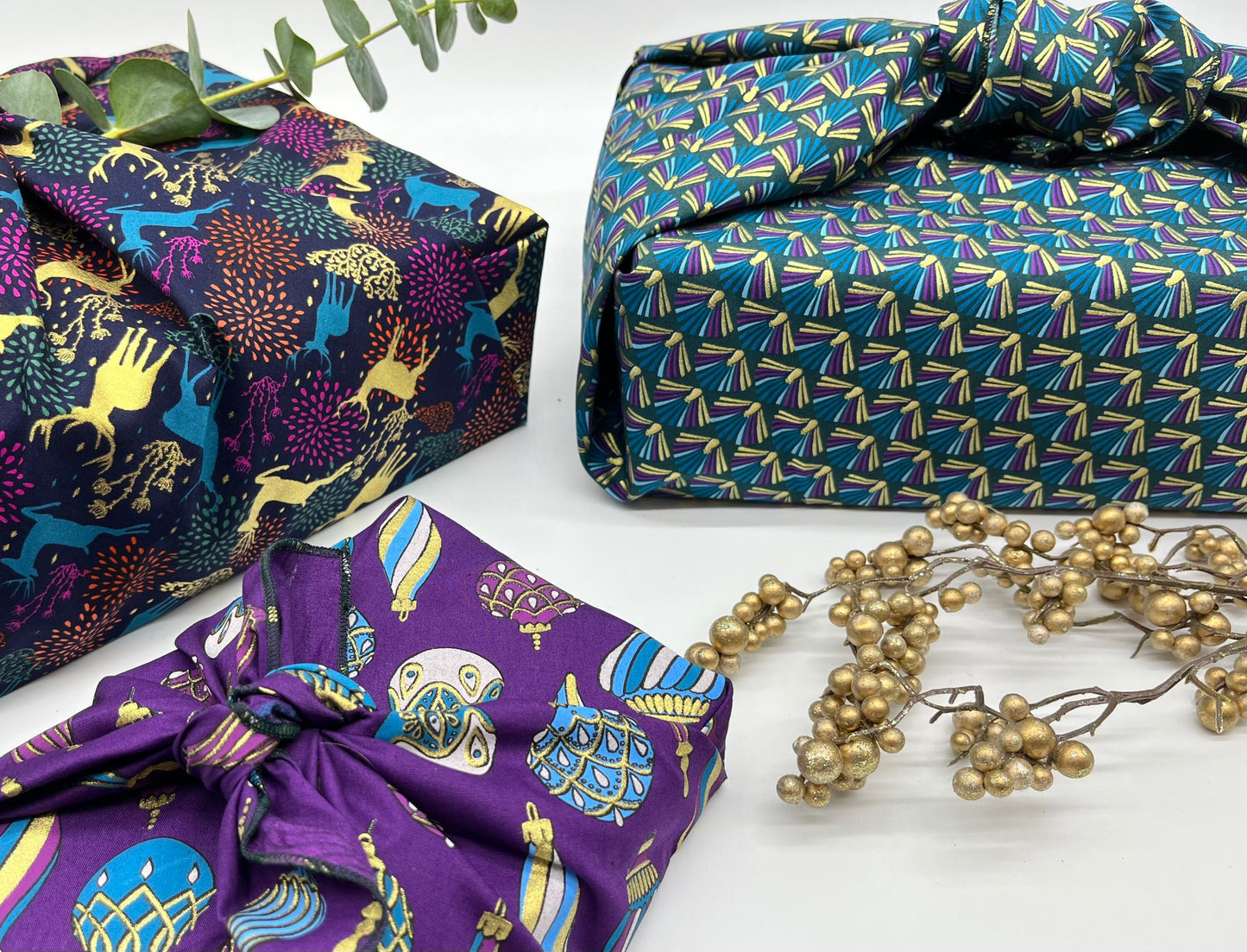 Furoshiki | Geometrisch Gold - Geschenkverpackung aus Stoff Made in Deutschland
