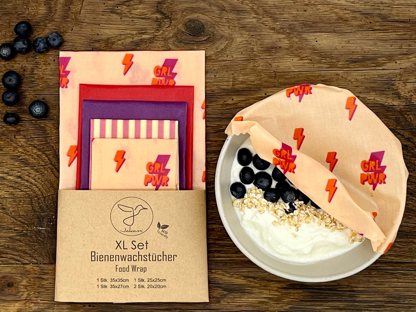 Bienenwachstuch, 5er XL-Set Girl Power, Food Wrap
