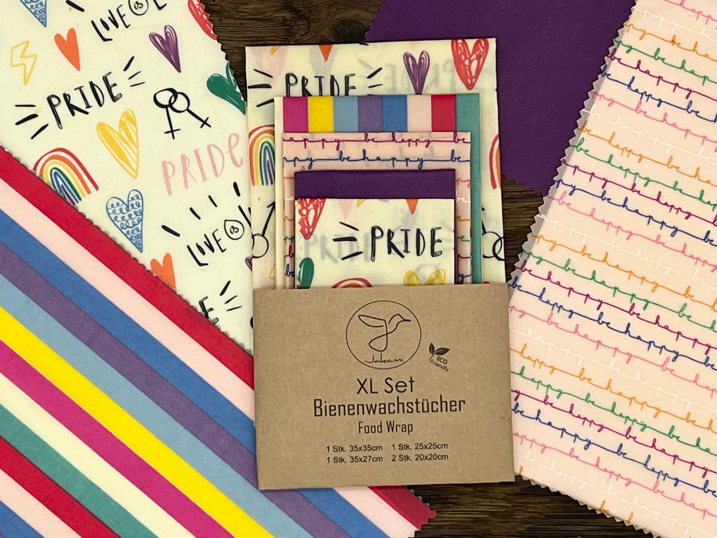 Bienenwachstuch, 5er XL-Set One Love , Food Wrap