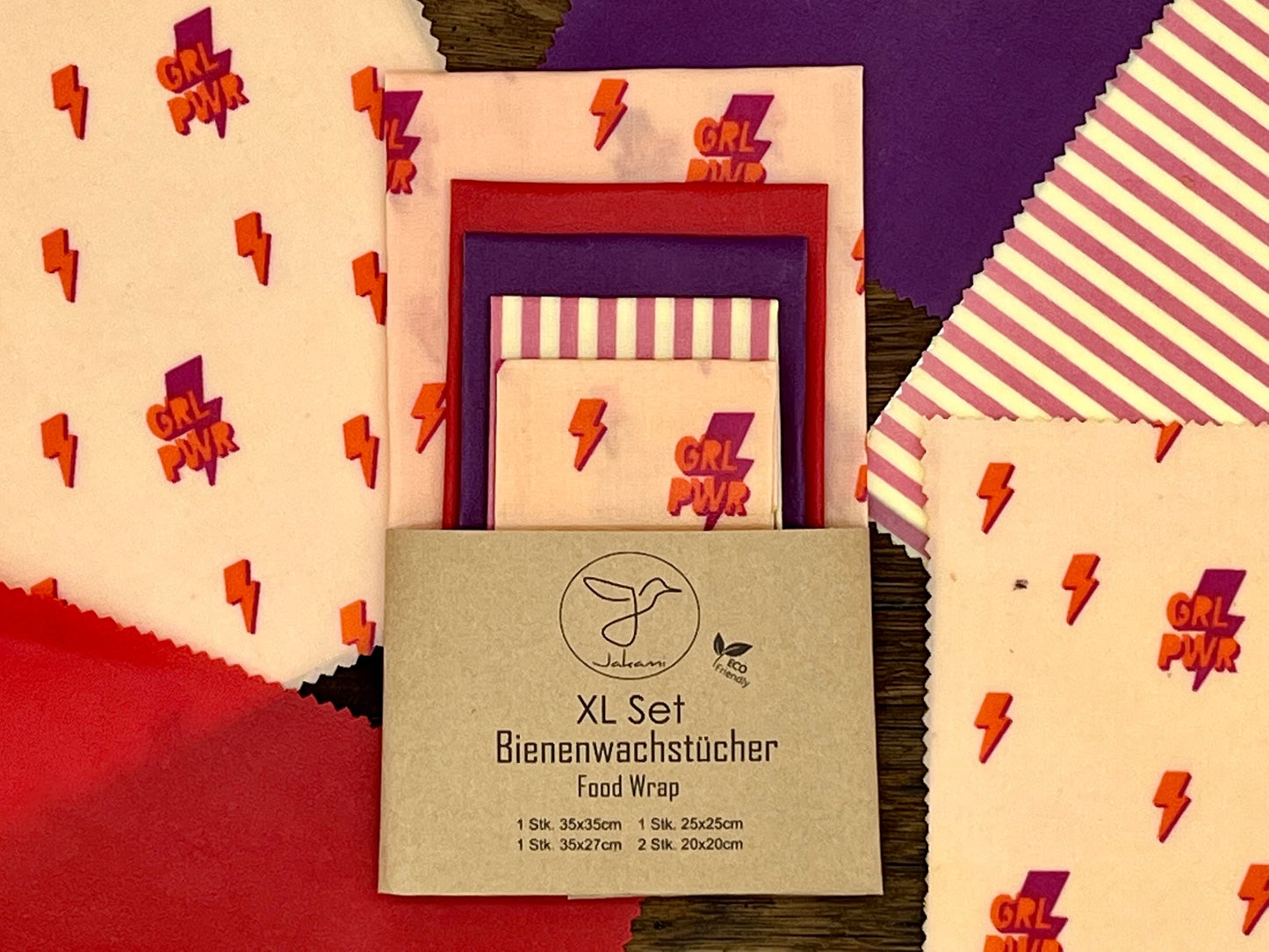 Bienenwachstuch, 5er XL-Set Girl Power, Food Wrap