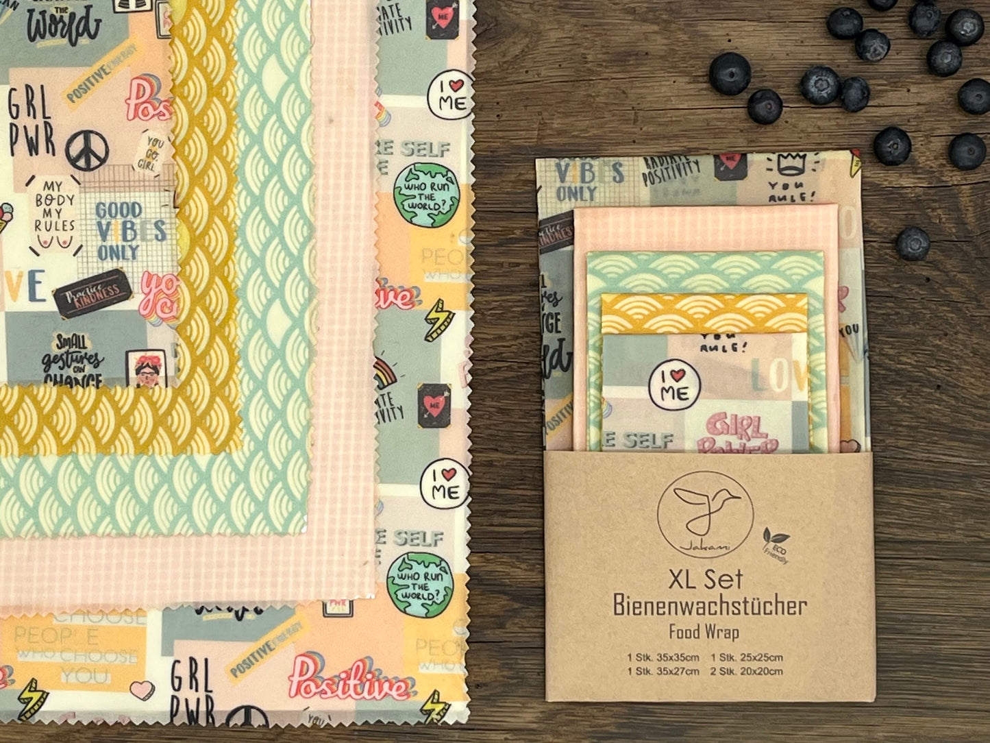 Bienenwachstuch, 5er XL-Set Self love , Food Wrap