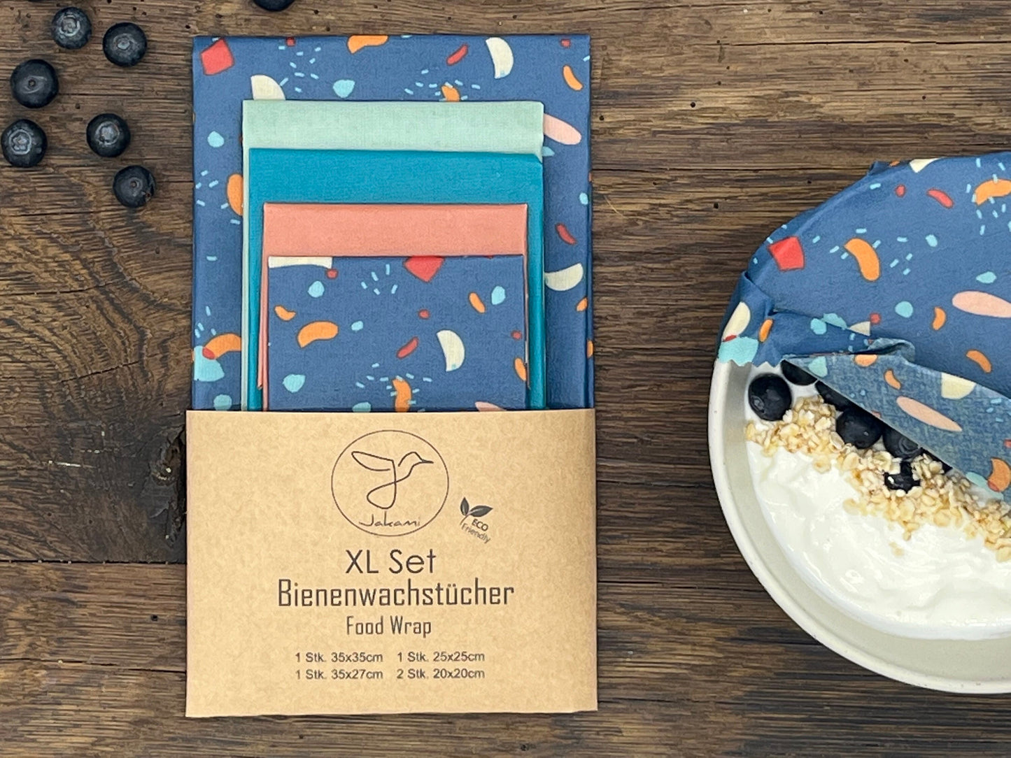 Bienenwachstuch, 5er XL-Set Terrazzo, Food Wrap