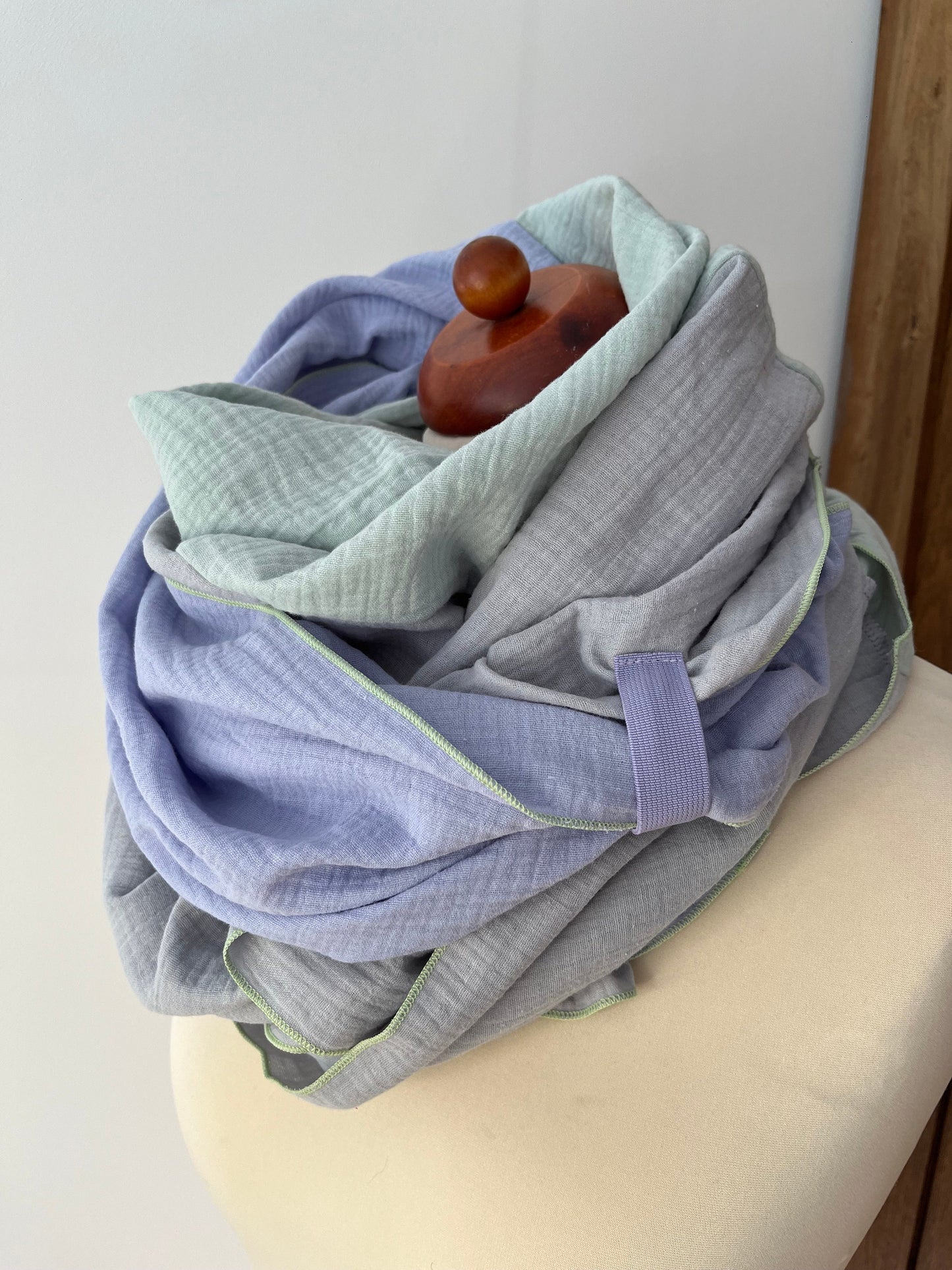 XXL Kinder | Damen Musselintuch | Bio Baumwolle (Flieder|Mint|Grau)