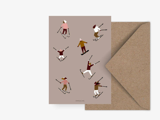 Postkarte / Skifahrer