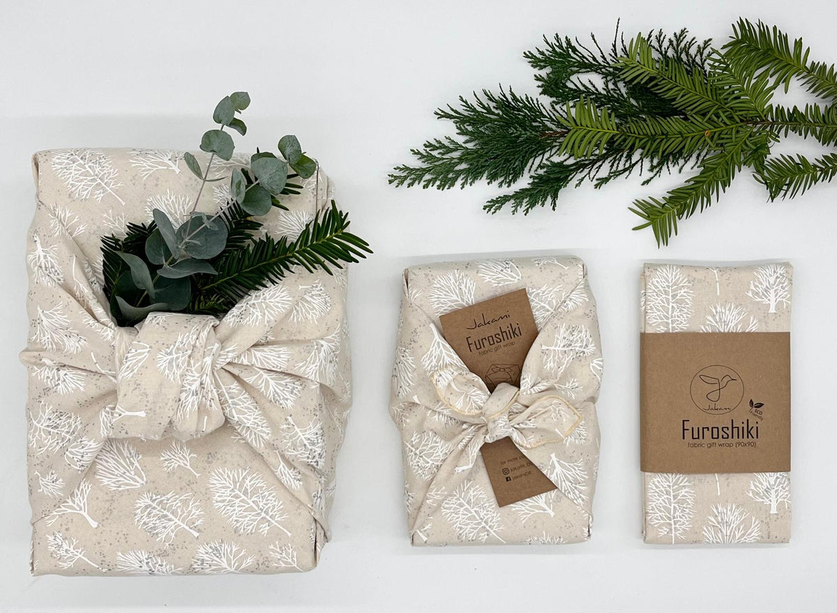 Furoshiki  | Weihnachten Beige Silber