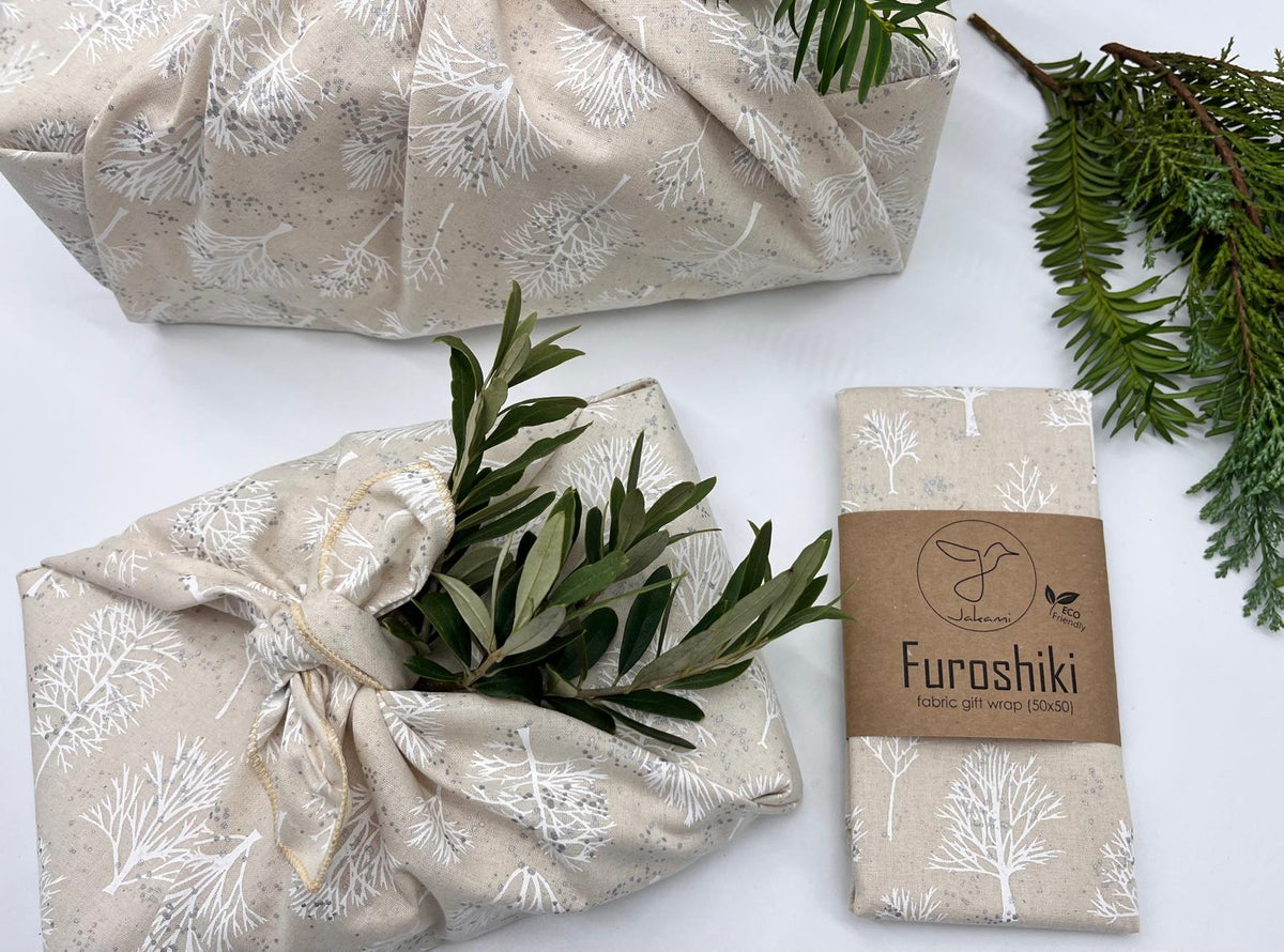 Furoshiki  | Weihnachten Beige Silber