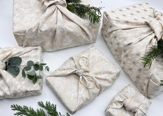 Furoshiki  | Weihnachten Beige Silber