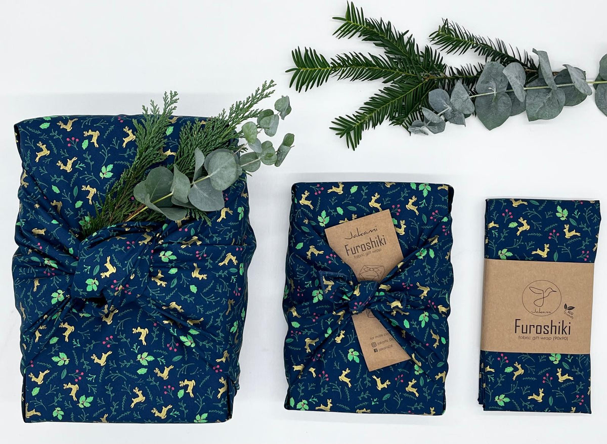 Furoshiki  | Weihnachten Blau Reh