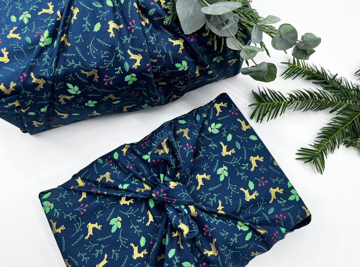 Furoshiki  | Weihnachten Blau Reh