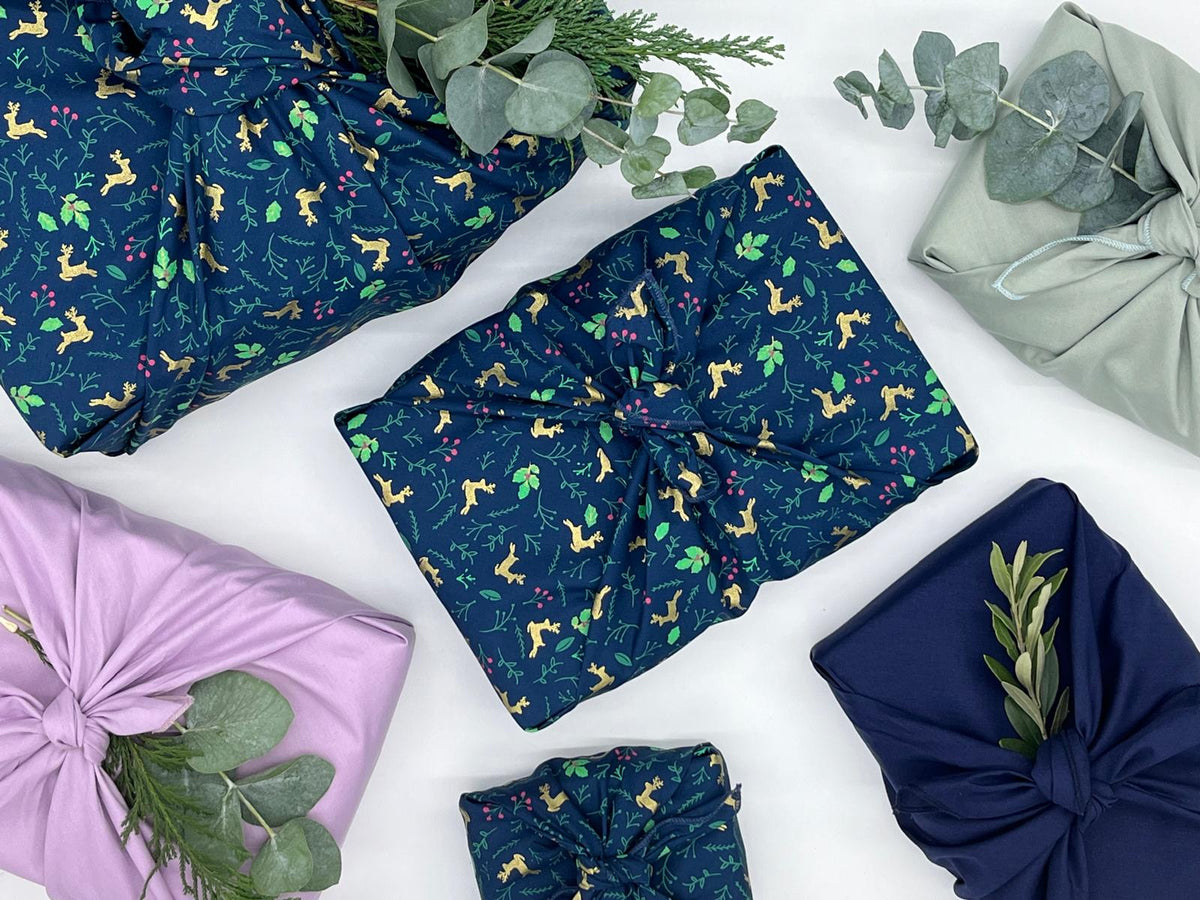 Furoshiki  | Weihnachten Blau Reh