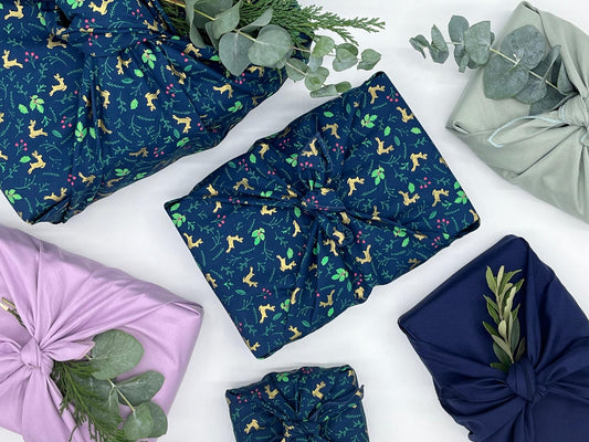 Furoshiki  | Weihnachten Blau Reh