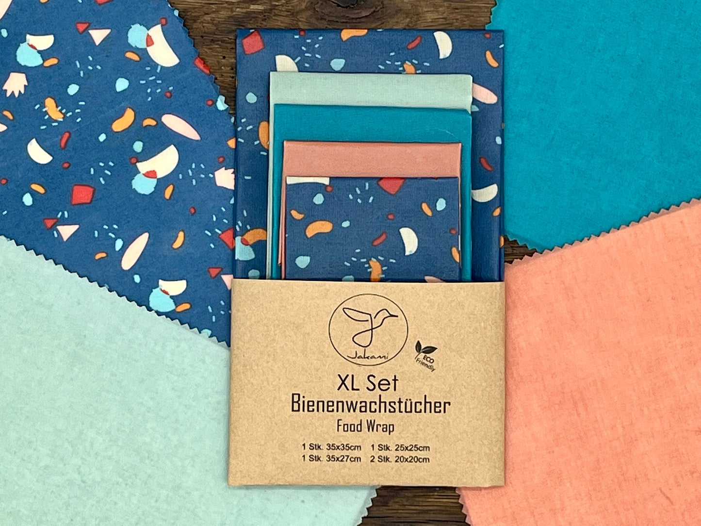 Bienenwachstuch, 5er XL-Set Terrazzo, Food Wrap
