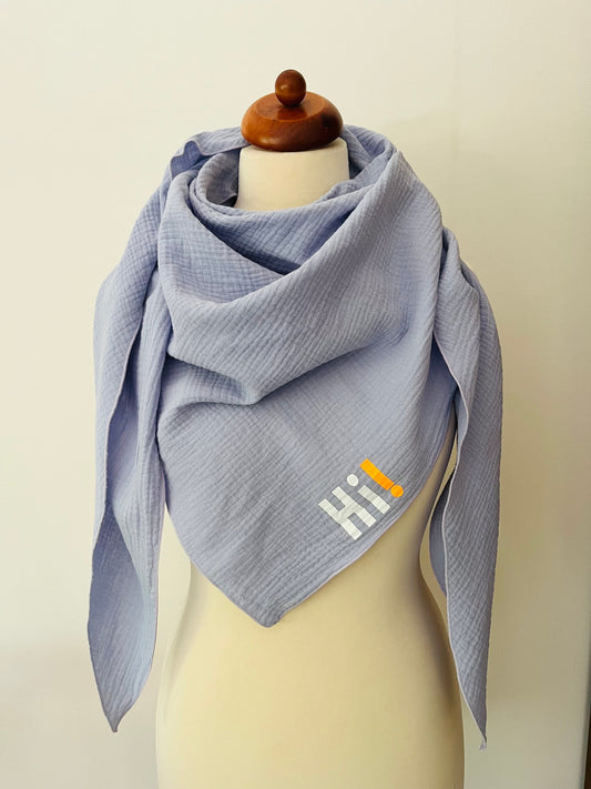 XXL Kinder | Damen Dreieckstuch Musselin | Bio Baumwolle (Flieder | Neon Orange)